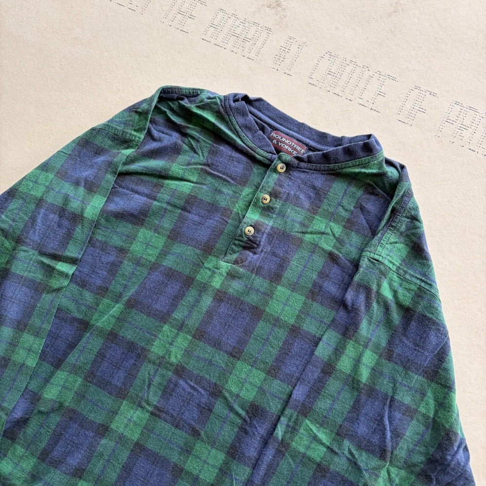 Vintage 90s Roundtree & Yorke Plaid Henley Shirt